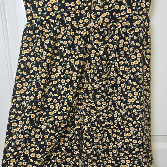 Purple Snow Small Pixie Daisy Mini Dress Flirty Tie Sleeves Wooden Buttons - Picture 7 of 13